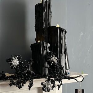 Black and Silver Spider Garland Rachel Zoe Garland candles are spooky night